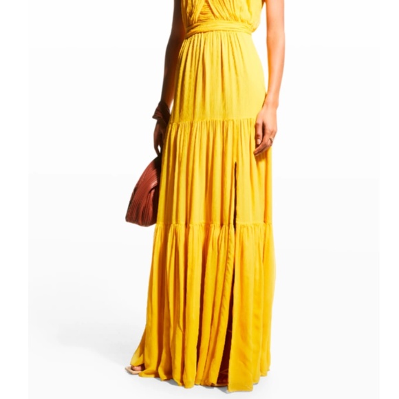 NWT $698 Veronica Beard Florencia Silk Maxi Dress in Canary Yellow - size 12! - Picture 7 of 7